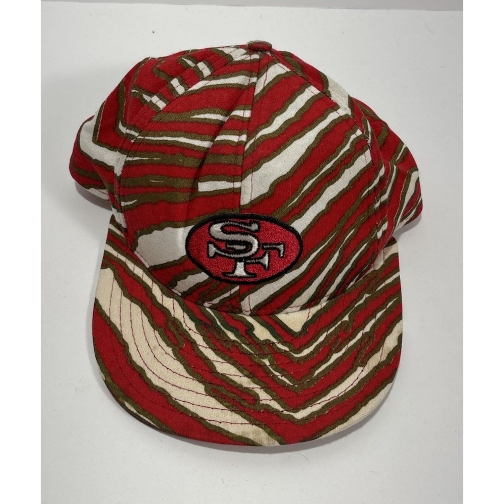 Vtg 90s Zubaz San Francisco 49ers Tiger Print NFL Snapback Hat Cap Made in‎ USA